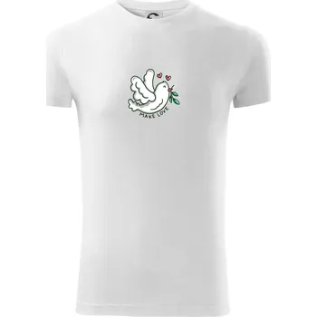 Pánské oblečení Holubice míru - make love - Viper FIT - Pánské zůžené tričko - 3XL ( Bílá )