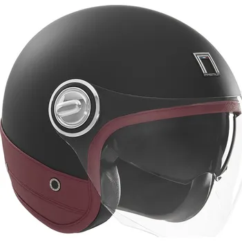 Helma na motorku přilba HERITAGE, NOX PREMIUM (černá matná, červená kůže) 2026 Velikost/Provedení: M