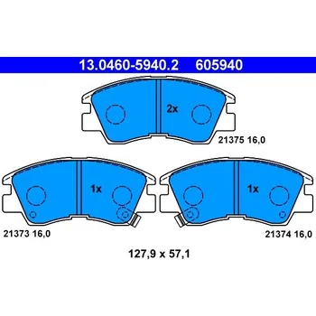 Brzdová destička Sada brzdových destiček, kotoučová brzda ATE 13.0460-5940.2