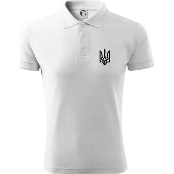 Pánská košile Ukrajina trojzubec prso - Polokošile pánská Pique Polo 203 - 5XL ( Bílá )