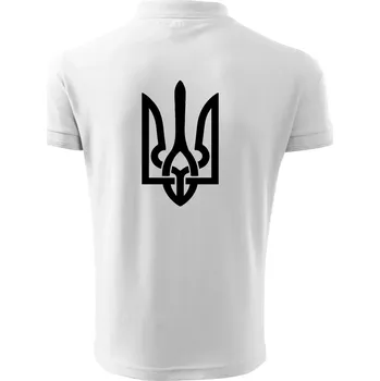 Pánská košile Ukrajina trojzubec velký - Polokošile pánská Pique Polo 203 - L ( Bílá )