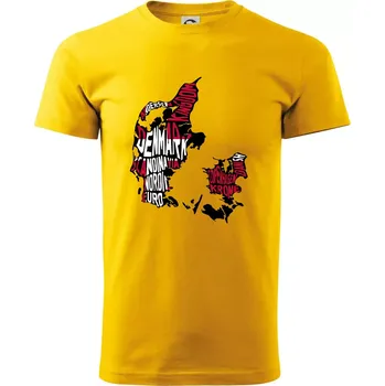 Mapy - názvy měst - Dánsko - Triko extra velké (5-8XL) - 7XL ( Žlutá )