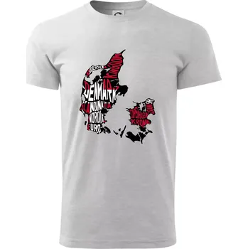 Pánské tričko Mapy - názvy měst - Dánsko - Triko extra velké (5-8XL) - 8XL ( Světlešedý Melír )