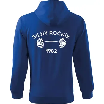 Pánská mikina Silný ročník - Letopočet 1982 - Mikina s kapucí na zip trendy zipper - S ( Královská modrá )
