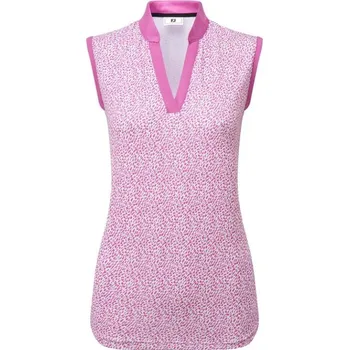 Dámské tričko FootJoy Animal Print Sleeveless Lisle dámské polo, růžové dámské, XS