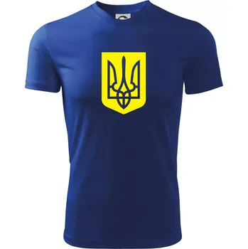 Chlapecké tričko Ukrajina znak žlutý - Dětské triko sportovní (dresovina) - 158 cm/12 let ( Královská modrá )