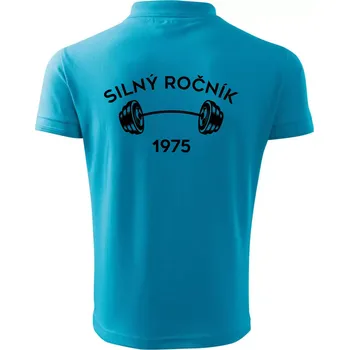 Pánská košile Silný ročník - Letopočet 1975 - Polokošile pánská Pique Polo 203 - 4XL ( Světlý tyrkys )