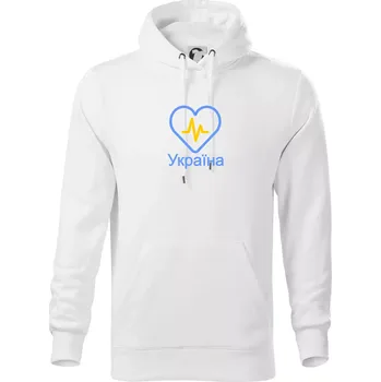 Pánská mikina Moje srdce bije pro Ukrajinu - velké - Mikina pánská Cape s kapucí - M ( Bílá )