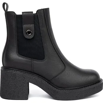 Dámské kozačky Elegantní černé kotníkové kozačky s elastickým vsazením