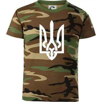 Ukrajina trojzubec velký - Dětské maskáčové triko - 104-110cm / 3-4 roky ( Hnědý maskáč )