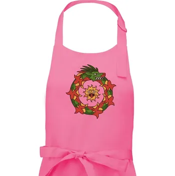 Kuchyňská zástěra Mayové - zvířata had v kruhu - Pánská zástěra na vaření - Univerzální velikost ( Růžová )