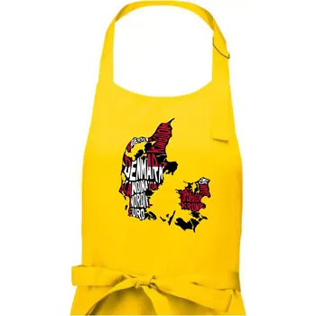 Kuchyňská zástěra Mapy - názvy měst - Dánsko - Dámská zástěra na vaření - Univerzální velikost ( Žlutá )