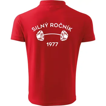 Pánská košile Silný ročník - Letopočet 1977 - Polokošile pánská Pique Polo 203 - 4XL ( Červená )
