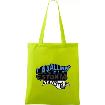 Mapy - názvy měst - Estonsko - Taška bavlněná - 42 x 38 cm ( Limetková )