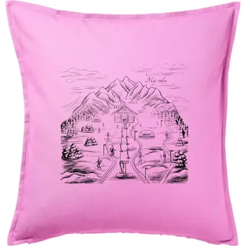 Polštář Hory a lyže - můj relax - Polštář 50x50 - 50x50 - Pouze potah ( Růžová )