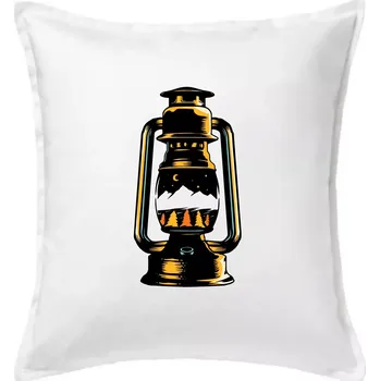 Polštář Petrolejka s horami - Polštář 50x50 - 50x50 - Pouze potah ( Bílá )