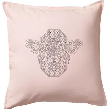 Polštář Steampunk včela černobílá - Polštář 50x50 - 50x50 - Pouze potah ( Světle růžová )