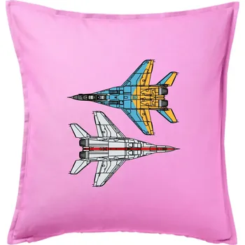 Polštář Mig 29 Fulcrum ze spoda a ze zhora - Polštář 50x50 - 50x50 - Pouze potah ( Růžová )
