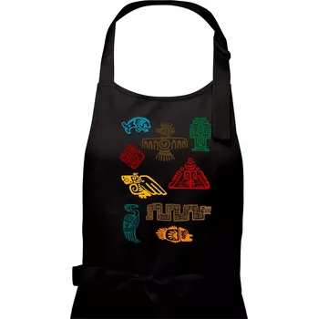 Kuchyňská zástěra Mayové - ikony příšery - Pánská zástěra na vaření - Univerzální velikost ( Černá )