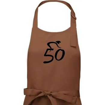 Kuchyňská zástěra Cyklista slaví padesátku (50) - Dámská zástěra na vaření - Univerzální velikost ( Kakaová )