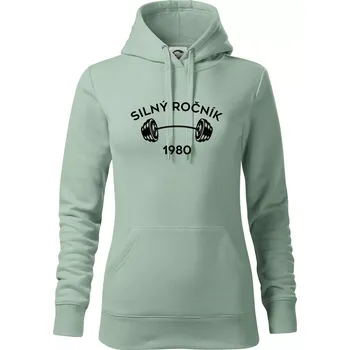Dámská mikina Silný ročník - Letopočet 1980 - Mikina dámská Cape s kapucí - S ( Sage )