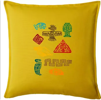 Polštář Mayové - ikony příšery - Polštář 50x50 - 50x50 - Pouze potah ( Žlutá )