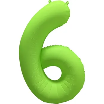 Balónek Amscan Fóliový balón narozeninové číslo 6 - Neon zelená 86 cm