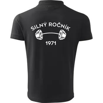 Pánská košile Silný ročník - Letopočet 1971 - Polokošile pánská Pique Polo 203 - 3XL ( Dřevěné uhlí )