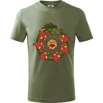 Dětská móda Mayové - zvířata had v kruhu - Tričko dětské bavlněné - 134 cm/8 let ( Khaki )