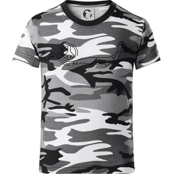 Chlapecké tričko Pěst a symbol míru - Dětské maskáčové triko - 146 cm/10 let ( Šedý maskáč )