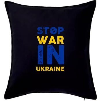 Polštář Barevný nápis Stop war in ukraine - Polštář 50x50 - 50x50 - Pouze potah ( Černá )