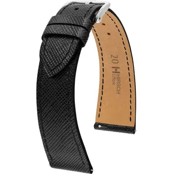 Řemínek na hodinky Řemínek Hirsch Giffone - černý - 20 mm - M – Střední délka - 16 mm - Stříbrná + 5 let záruka a dárek ZDARMA
