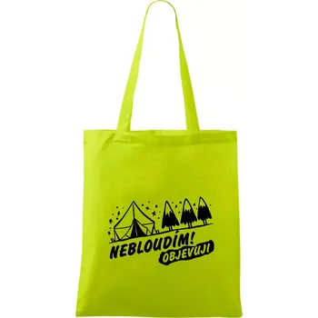 Nebloudím, objevuji - hory - Taška bavlněná - 42 x 38 cm ( Limetková )