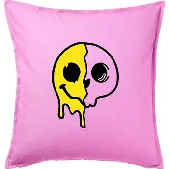 Polštář Yin & Yang lebka smajlík - Polštář 50x50 - 50x50 - Pouze potah ( Růžová )