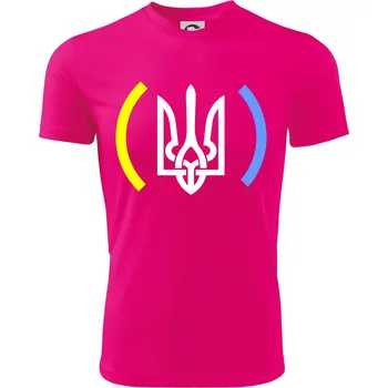 Ukrajina trojzubec s barvami - Dětské triko sportovní (dresovina) - 146 cm/10 let ( Neon Pink )