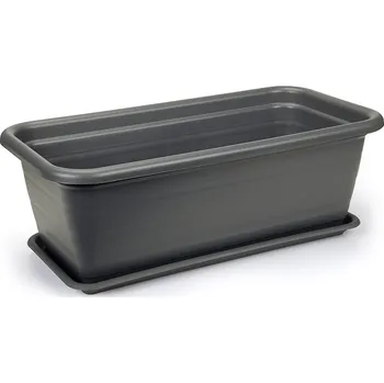 Květináč Plastový truhlík Natura 500x185 mm s podmiskou, antracit, sada 5ks