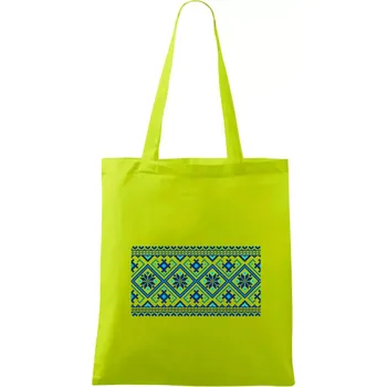 Ukrajinský vzor - modrý - Taška bavlněná - 42 x 38 cm ( Limetková )