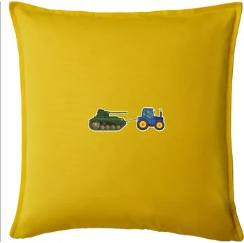 Polštář Ukrajinský traktorový pluk ulovil tank - Polštář 50x50 - 50x50 - Pouze potah ( Žlutá )