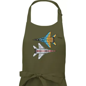 Kuchyňská zástěra Mig 29 Fulcrum ze spoda a ze zhora - Dámská zástěra na vaření - Univerzální velikost ( Khaki )