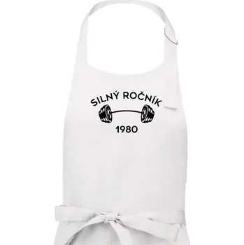 Kuchyňská zástěra Silný ročník - Letopočet 1980 - Dámská zástěra na vaření - Univerzální velikost ( Bílá )