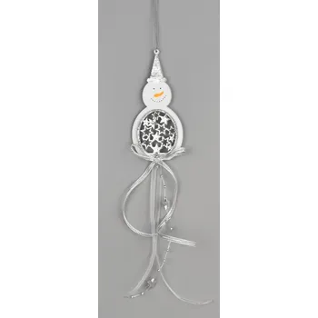 Vánoční dekorace Závěsný sněhulák s mašlí