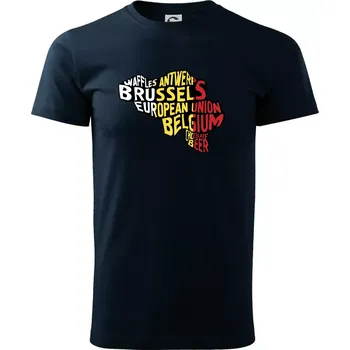 Mapy - názvy měst - Belgie - Triko extra velké (5-8XL) - 7XL ( Námořní modrá (velmi tmavá - téměř černá) )