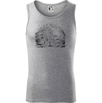 Hory a lyže - můj relax - Tílko pánské Core - L ( Tmavě šedý melír )