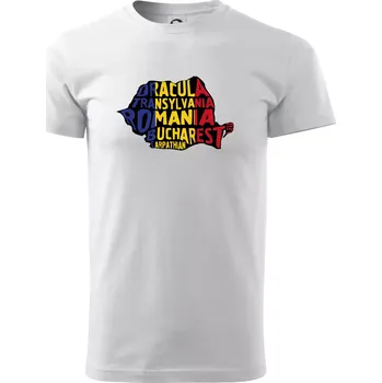 Pánské tričko Mapy - názvy měst - Rumunsko - Triko extra velké (5-8XL) - 5XL ( Bílá )