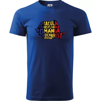 Mapy - názvy měst - Rumunsko - Triko extra velké (5-8XL) - 7XL ( Královská modrá )