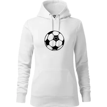 Dámská mikina I love fotbal míč - Mikina dámská Cape s kapucí - XS ( Bílá )