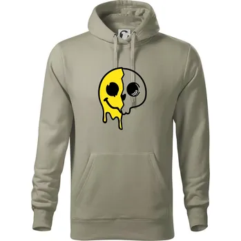Pánská mikina Yin & Yang lebka smajlík - Mikina pánská Cape s kapucí - L ( Light khaki )