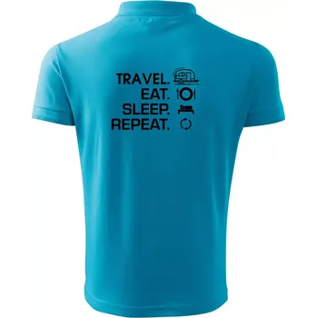 Pánská košile Eat sleep travel - Malý přívěs - Polokošile pánská Pique Polo 203 - 4XL ( Světlý tyrkys )