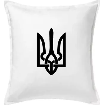 Polštář Ukrajina trojzubec velký - Polštář 50x50 - 50x50 - Pouze potah ( Bílá )