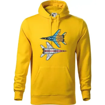 Pánská mikina Mig 29 Fulcrum ze spoda a ze zhora - Mikina pánská Cape s kapucí - 2XL ( Žlutá )